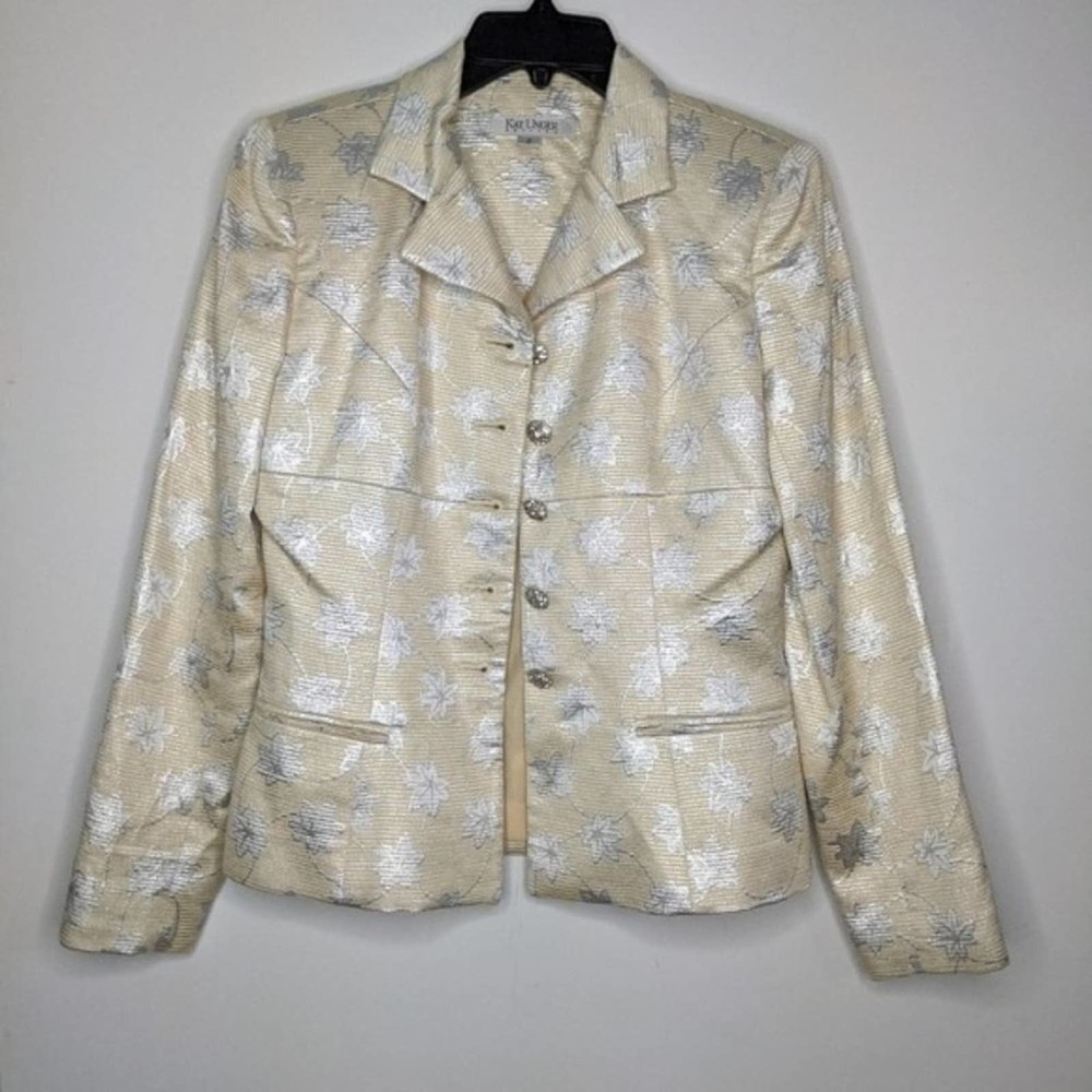 2 Kay Unger Petites Brocade Tan Cream Floral N